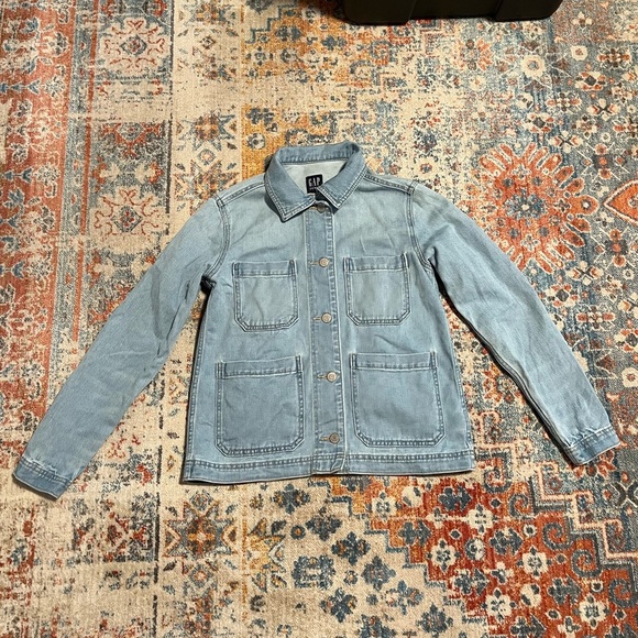 Gap 100% cotton light blue denim chore jacket with pockets - Picture 1 of 6